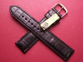 Louisiana Krokodil-Armband, Glashütte signiert 20mm im Verlauf auf 18mm Farbe: Schwarz (große Narbung) 