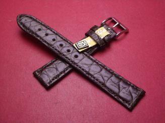 Lederarmband, Krokodil, Breite: 18mm-16mm, Längen: 117mm & 74mm, Farbe: dunkelbraun 