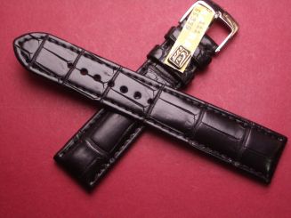 Louisiana Krokodil-Armband, Glashütte signiert 20mm im Verlauf auf 18mm Farbe: Schwarz (große Narbung) 