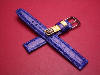 Lederarmband, Krokodil, Breite: 14mm, Längen: 112mm & 66mm, Farbe: blau glänzend 