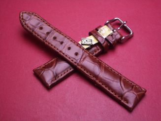 Lederarmband, Krokodil, Breite: 20mm-18mm, Längen: 119mm & 77mm, Farbe: braun 