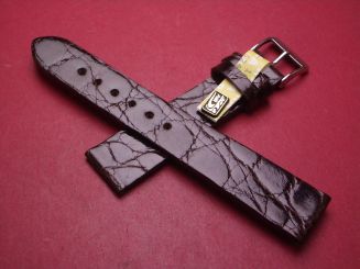 Lederarmband, Krokodil, Breite: 19mm-16mm, Längen: 118mm & 73mm, Farbe: dunkelbraun glänzend 