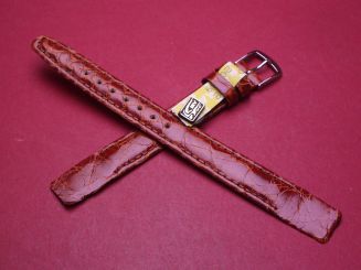 Lederarmband, Krokodil, für feste Stege, Breite: 13mm-12mm, Länge: 110mm & 68mm, Farbe: braun glänzend 