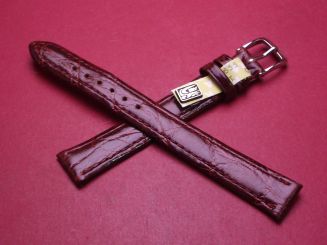 Lederarmband, Krokodil, Breite: 15mm-12mm, Länge: 118mm & 85mm, Farbe: rot/braun glänzend, XL-Länge 