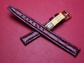 Lederarmband, Krokodil, Breite: 12mm, Länge: 114mm & 71mm, Farbe: rote Beere glänzend 