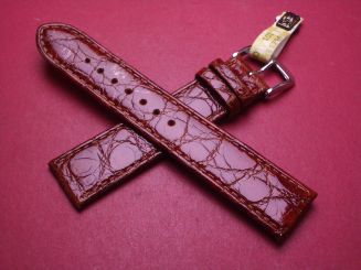 Di-Modell Lederarmband, Krokodil, Breite: 20mm-18mm, Länge: 116mm & 80mm, Farbe: braun glänzend (leichte Lagerspuren) 