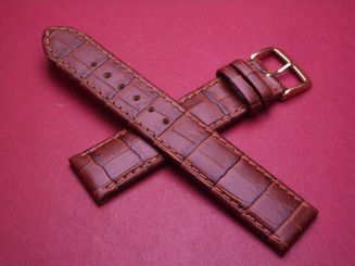 Di-Modell Lederband, Kalb mit Krokodilprägung, Breite: 19mm-18mm, Länge: 116mm & 80mm, Farbe: braun 