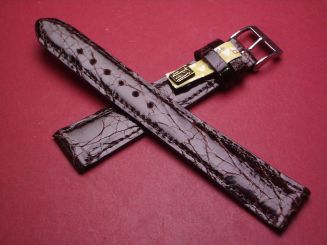 Lederarmband, Krokodil, Breite: 19mm-16mm, Längen: 127mm & 86mm, Farbe: dunkelbraun glänzend, XL-Länge 