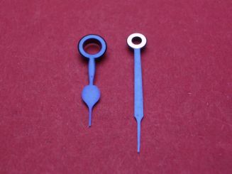 A. Rosskopf Taschenuhr-Zeiger, blau, Loch-Ø Std/Min 252/170, Länge Stundenzeiger: ca. 13mm, Länge Minutenzeiger ca. 19mm 