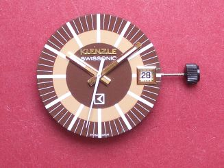 Uhrwerk ESA Cal. 9154, auch Kienzle Cal. 09510, mit Zifferblatt braun und Zeiger 