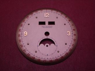 Venus Zifferblatt für Kal. 203 oder 204 (Basiskaliber 180), Ø 31,5mm, bronze/rosé/rot, "RICHARD", NOS (New Old Stock) 