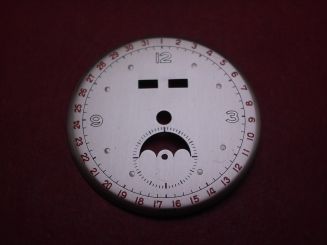 Venus Zifferblatt für Kal. 203 oder 204 (Basiskaliber 180), Ø 31,5mm, creme/silber/rot, NOS (New Old Stock) 