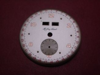 Venus Zifferblatt für Kal. 203 oder 204 (Basiskaliber 180), Ø 31,6mm, creme/gold/rot, "Mathey-Tissot", NOS (New Old Stock) 