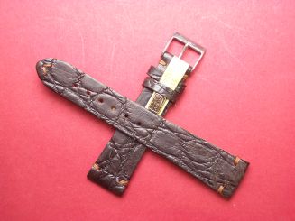 Louisiana Krokodil-Leder-Armband 20mm im Verlauf auf 16mm Farbe: Braun vintage 