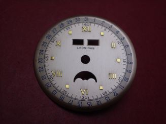 Venus Zifferblatt für Kal. 203 oder 204 (Basiskaliber 180), Ø 30,4mm, creme/gold/blau, "LEONIDAS", NOS (New Old Stock) 