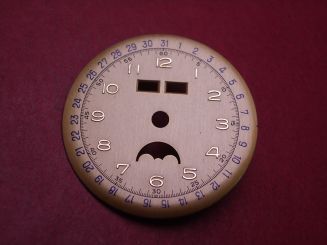 Venus Zifferblatt für Kal. 203 oder 204 (Basiskaliber 180), Ø 30,5mm, gold/blau, NOS (New Old Stock) 