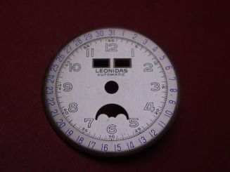Venus Zifferblatt für Kal. 203 oder 204 (Basiskaliber 180), Ø 29mm, silber/schwarz/blau, "LEONIDAS", NOS (New Old Stock) 