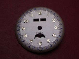 Venus Zifferblatt für Kal. 203 oder 204 (Basiskaliber 180), Ø 31,3mm, creme/gold/blau, NOS (New Old Stock) 