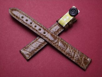 Baume & Mercier Leder-Armband, Krokodilleder, 13mm im Verlauf auf 12mm, Farbe: braun 