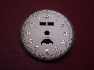 Venus Zifferblatt für Kal. 203 oder 204 (Basiskaliber 180), Ø 31,4mm, gold/blau, NOS (New Old Stock) 