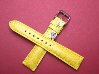 Louisiana Krokodil-Leder-Armband 20mm im Verlauf auf 16mm Farbe: Gelb Schließe weiß
