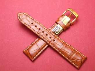 Louisiana Krokodil-Leder-Armband 20mm im Verlauf auf 16mm Farbe: hell Braun, helle Naht 