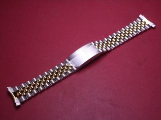 Metall-Armband, Stahl/vergoldet, Breite: 18mm-16mm, Länge: 17,2cm, mit Faltschließe 