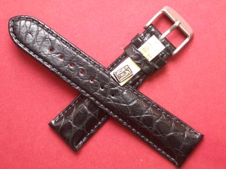 Louisiana Krokodil-Leder-Armband, 20mm im Verlauf auf 18mm Farbe: Schwarz 