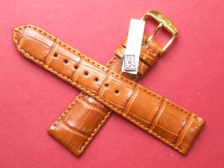 Louisiana Krokodil-Leder-Armband 22mm im Verlauf auf 18mm, Farbe: braun 