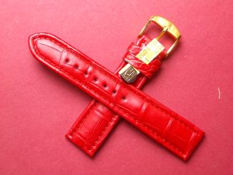 Louisiana Krokodil-Leder-Armband, 20mm im Verlauf auf 18mm Farbe: Rot 