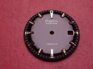 Dugena Tropica Calendar Zifferblatt, für Kal. 3314 auch ETA 2408, Ø 30,5mm, schwarz/goldfarben 