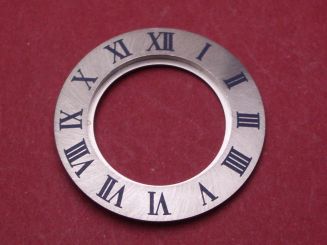 Cartier Lünettenring, Außen-Ø 28mm, Innen-Ø 17,3mm, Stahl, matt, blaue Schrift 