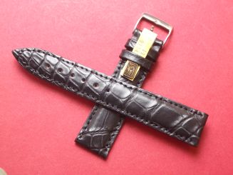 Louisiana Krokodil-Leder-Armband, 20mm im Verlauf auf 18mm Farbe: Schwarz 