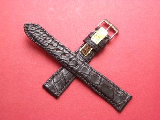 Louisiana Krokodil-Leder-Armband, 18mm im Verlauf auf 16mm Farbe: Schwarz 