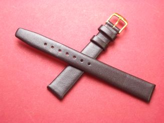 Leder-Armband Graf, Seidenkalb  14mm im Verlauf auf 12mm,  Farbe: Braun Schließe gelb