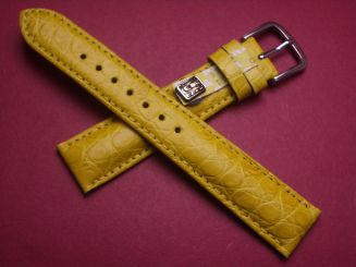 Louisiana Krokodil-Leder-Armband, 18mm im Verlauf auf 16mm Farbe: Gelb 