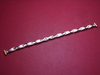Metall-Armband, Stahl bicolor, Breite: 9mm-6mm, Länge: 16,8cm 