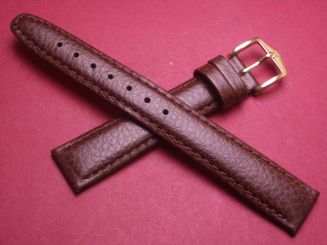 Hirsch Uhren-Armband, Kalbsleder, 16mm im Verlauf auf 14mm, Farbe: dunkelbraun 