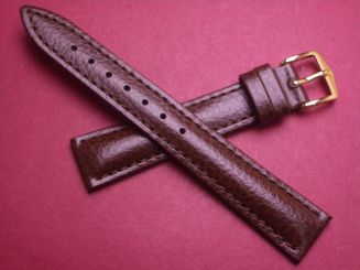 Hirsch Uhren-Armband, Kalbsleder, 17mm im Verlauf auf 14mm, Farbe: dunkelbraun 