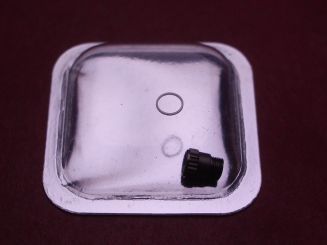 Cartier Drücker-Bausatz, Drückerrohr (Titan) & Scheibe (Stahl), für Pasha 35mm, 38mm, C 36mm & C 38mm, techn. Ref. 1050, 1352, 1032, 2113 & 2412, MX000NWW 