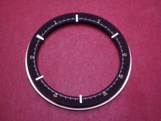 Uhren-Lünette, Stahl, Außen-Ø 41mm, Innen-Ø 32mm, schwarz/weiß/gelb, gebraucht 