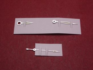 Cartier Zeigersatz, Stahl, für Pasha C 35mm, techn. Ref. 2475, Maße: Stunde Ø 150 Länge 6,3mm, Minute Ø 90 Länge 11,3mm, Sekundenzeigerlänge 12mm 