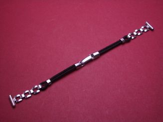 Kordelarmband, mit Kettenelementen, Stahl, Länge 14,5cm 