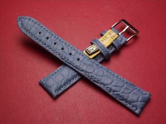 Lederarmband, Krokodil, Breite: 18mm-16mm, Länge: 118mm & 77mm, Farbe: himmelblau matt 