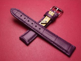 Lederarmband, Krokodil, Breite: 18mm-16mm, Länge: 118mm & 77mm, Farbe: lila matt 
