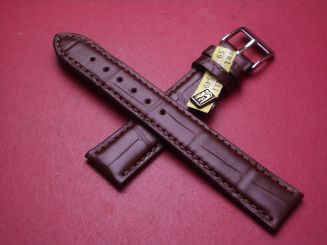 Lederarmband, Krokodil, Breite: 18mm-16mm, Länge: 118mm & 77mm, Farbe: dunkelbraun matt 