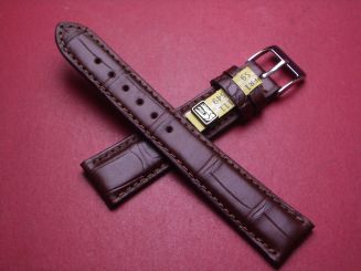Lederarmband, Krokodil, Breite: 19mm-16mm, Länge: 117mm & 79mm, Farbe: dunkelbraun matt 