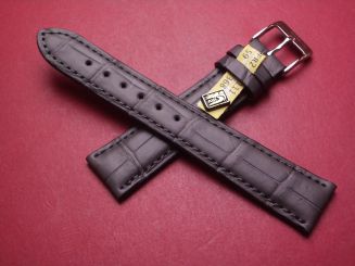 Lederarmband, Krokodil, Breite: 19mm-16mm, Länge: 117mm & 79mm, Farbe: dunkelgrün matt 