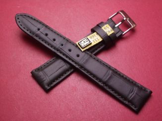 Lederarmband, Krokodil, Breite: 19mm-16mm, Länge: 117mm & 79mm, Farbe: dunkelgrün matt 