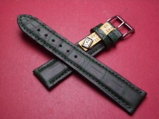 Lederarmband, Krokodil, Breite: 20mm-18mm, Länge: 117mm & 76mm, Farbe: dunkelgrün matt 